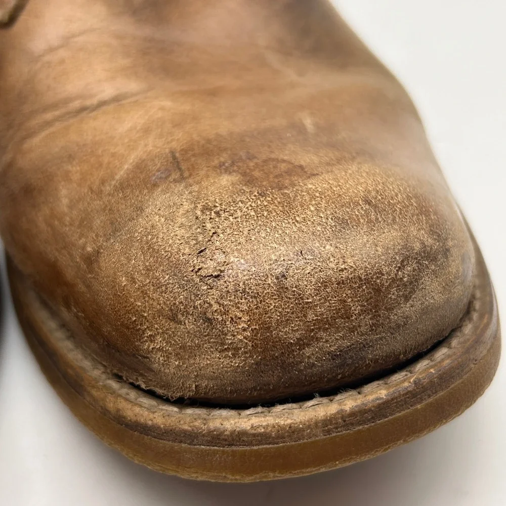 Bed Stu Mens Tan Distressed Leather Chukka Boots Lace Up Round Toe Size 11.5